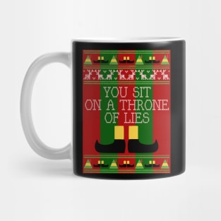 Throne Of Lies Elf Quote Christmas Knit Mug